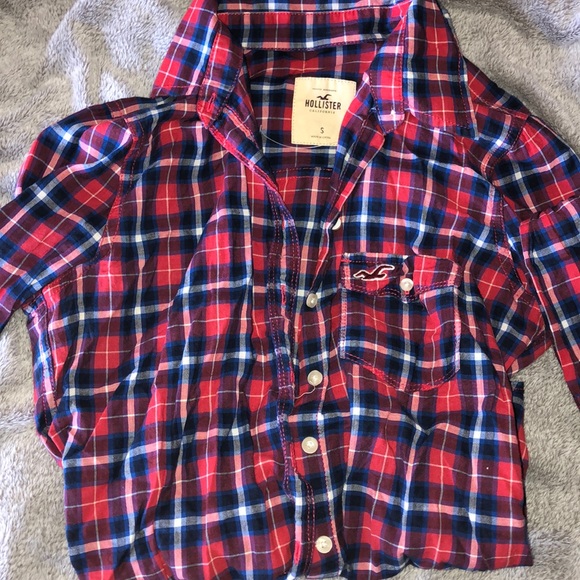 hollister red and blue flannel